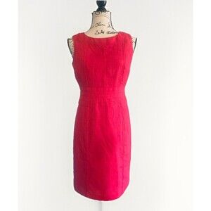 Ellen Tracy Hot Pink Sleeveless Sheath Dress Lined